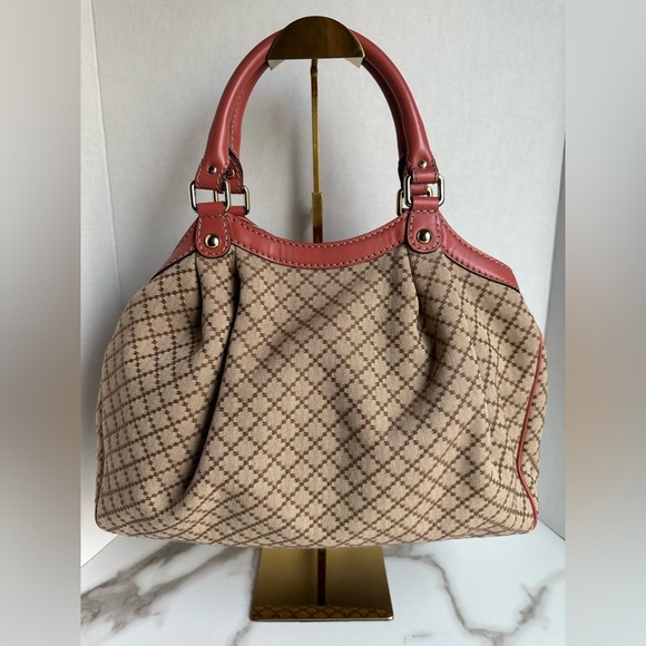 Authentic Gucci Diamante Sukey Canvas Tote Bag Brown - Picture 5 of 13